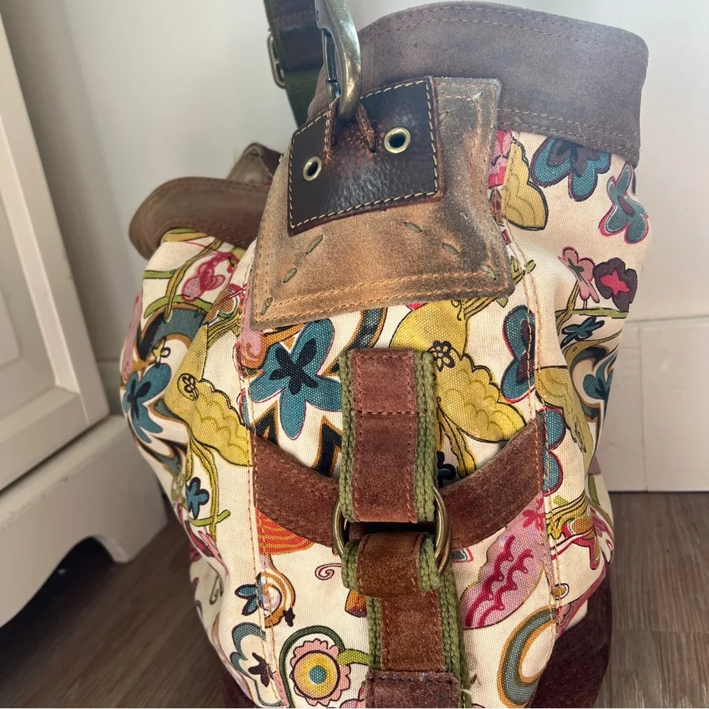 Lucky Brand Hummingbird Canvas & Suede Boho Shoulder Bag - Picture 2 of 11